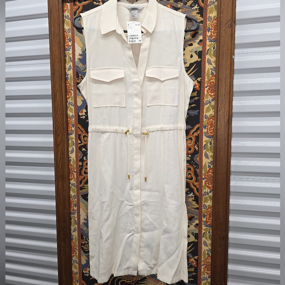 H&M Cream Collared Shirtdress